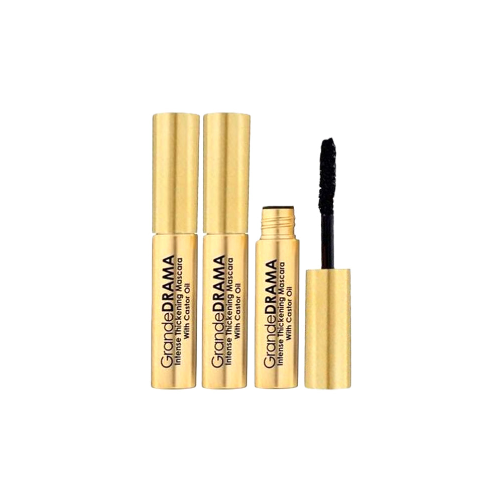 3-Pack Grande Cosmetics Grande Drama Intense Thickening Mascara Black (3x3g/0.01 Fl.Oz) Travel Size