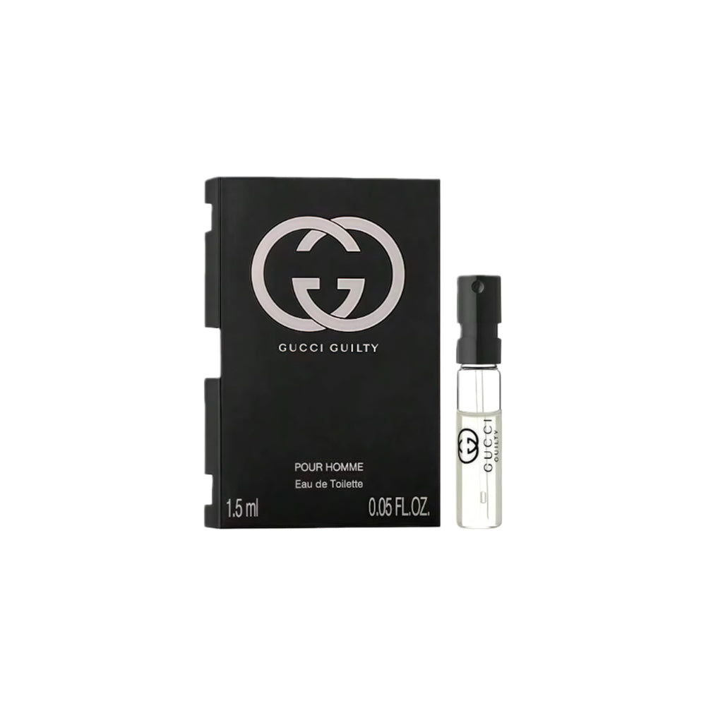 Gucci Guilty Sample Perfume Eau De Toilette With Lavandin, Lemon And Patchouli For Men Spray Pour Homme Mini Travel Size 1.5 ML / 0.05 Fl.Oz