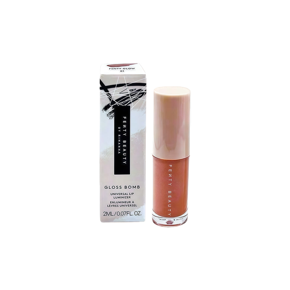 Fenty Beauty Gloss Bomb Universal Lip Luminizer, Heat Universal Lip Luminizer + Plumper -01 Fenty Glow (2ml /0.07fl.Oz.) Mini Travel Size