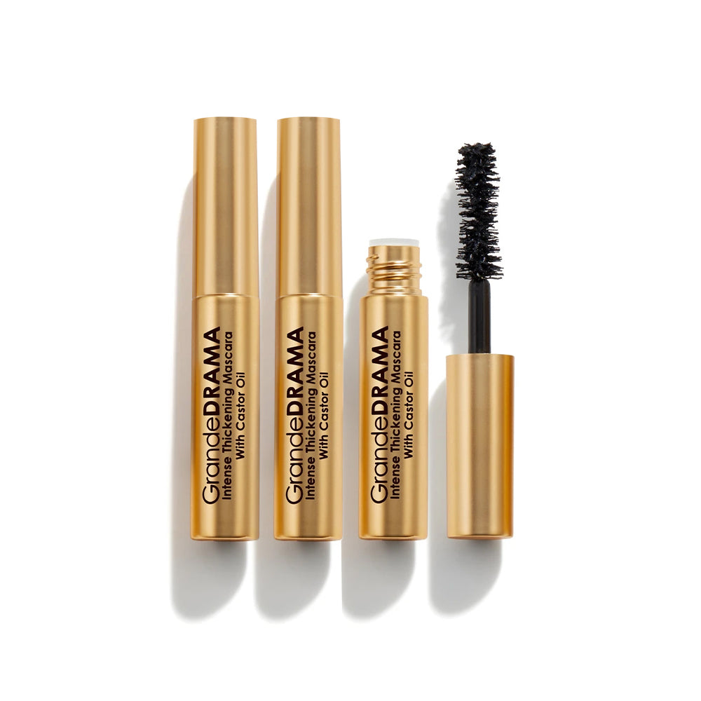 3-Pack Grande Cosmetics Grande Drama Intense Thickening Mascara Black (3x3g/0.01 Fl.Oz) Travel Size