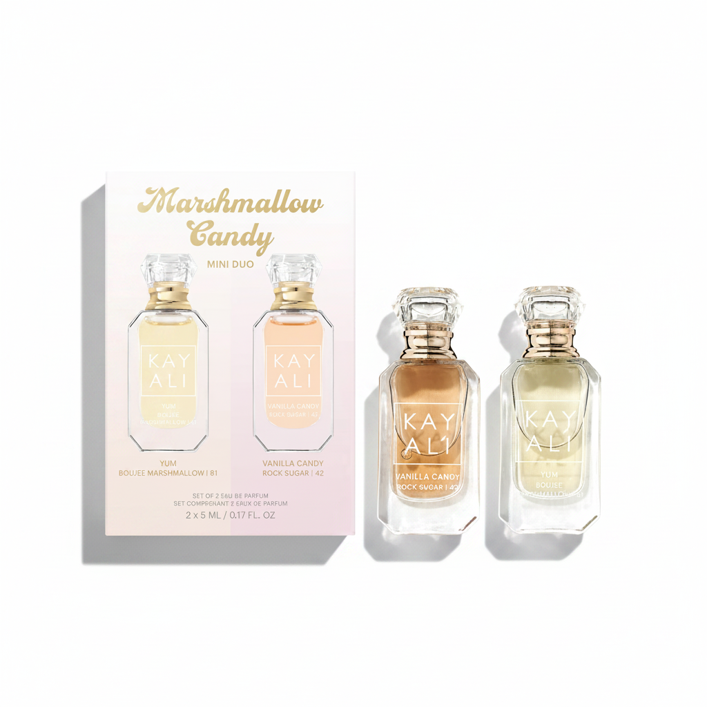 Kayali Marshmallow Candy Mini Duo Flat Lay with Left Shadow